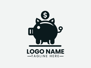 Piggy Bank Vector Logo Design , Cute Piggy Bank Logo