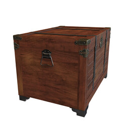 3D rendered old wooden chest isolated on transparent background
