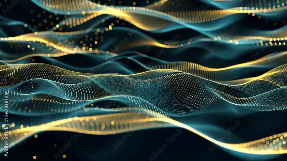 Poster explore mesmerizing flowing waves of light and color creating an abstract digital landscape filled w