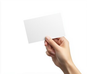 Obraz premium Elegant Hand Holding Blank Business Card Against Minimalist Background for Branding and Marketing