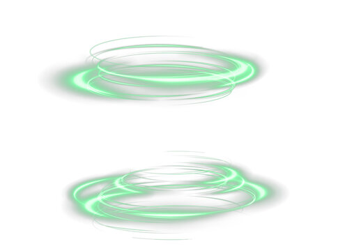 vibrant, futuristic light trail with swirling green neon waves, glowing twirl PNG, sparkling energy. Featuring abstract light effect with rotating beams, streaks, vortex motion PNG.