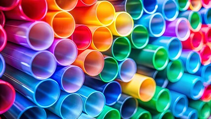 Close-up of Industrial Plastic Tubes, Manufacturing Detail,  Polymer Piping,  Plastic Industry,  Pipes