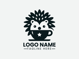 Cute Hedgehog Cafe Logo, Cozy Hedgehog Cafe Logo, Unique Hedgehog Cafe Logo