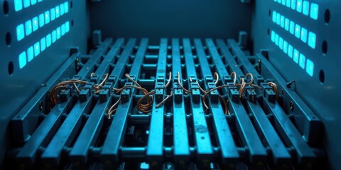 Fototapeta premium Intricate Network of Copper Wiring Within a High-Tech Device's Internal Structure