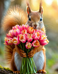 squirrel with flowers