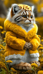 The cat looks into the distance