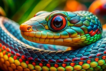 Fototapeta premium Close-Up Panoramic of a Snake's Scales: Detailed Reptile Texture