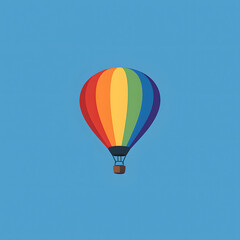Fototapeta premium Colorful hot air balloon on clear blue sky in minimalist flat style