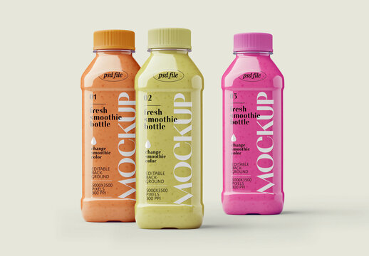 Fresh Smoothie Bottle Packaging Mockup