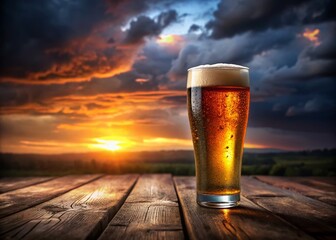 Cold Beer on Dark Background:  Moody Landscape Photography