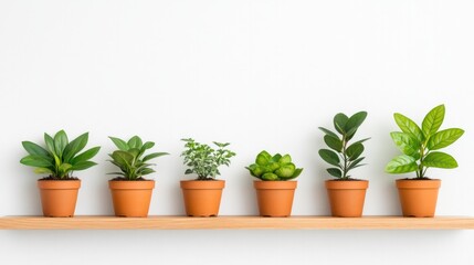 Obraz premium Minimalist design of a bright home interior featuring stylish shelf with potted plants for contemporary living space inspiration