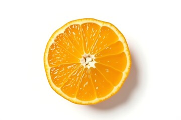 Juicy orange slice vibrant citrus bright white