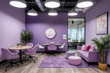 Lavender Inspired Collaborative Office Space Design for Comfort and Productivity
