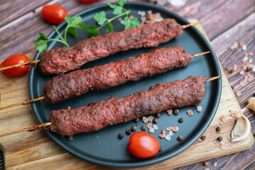 Turkish adana shish kebab skewers