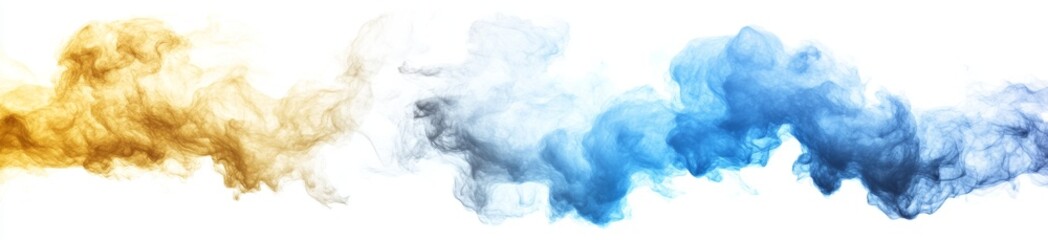 Multi-Colored Smoke Clouds Against White Background