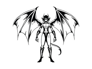 Black silhouette vector art design a tribal winged man icon