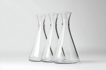 Elegant Clear Glass Flasks - Modern Science Lab Design