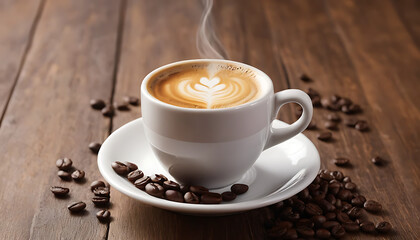 Freshly Brewed Latte with Heart Shaped Foam Art &ndash; Perfect Coffee for Every Morning