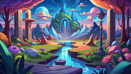 Fototapeta premium Step into a world of enchantment and wonder with a stunning, hyper-realistic image of nature that captures the essence of its magical beauty. Created using generative