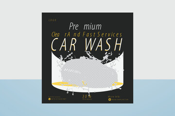 Car wash service banner template social media post