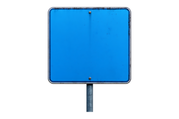 Blank blue square road sign Isolated on White and Transparent Background PNG Image.
