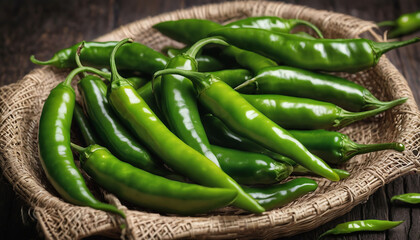 Some Green Chilies on jute, Green chili in field, Green Chili plant in field