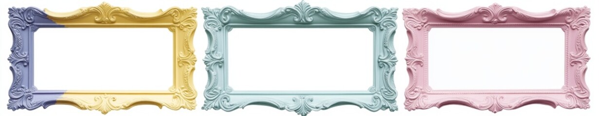 Decorative antique style picture frames in pastel colors