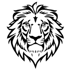Obraz premium Majestic Lion: A striking, stylized illustration of a lion's head, exuding power, courage, and regal bearing, perfect for designs emphasizing strength and authority.