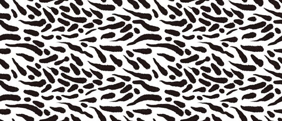 Seamless abstract botanical pattern. Background in black, white. Illustration. Plants, leaves. Design for textile fabrics, wrapping paper, background, wallpaper, cover.