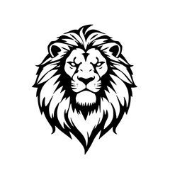 Fototapeta premium Majestic Lion Head: A strong and regal lion's head is depicted in a striking monochrome artistic design, its intense gaze conveying power, dominance, and courage.