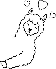 Cute Alpaca Llama Border Frame Decor Frame Character Cartoon Valentine Element