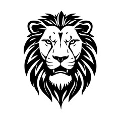 Obraz premium Majestic Lion Portrait: A striking black and white depiction of a lion's head, capturing its fierce gaze and impressive mane in a stylized, artistic rendering.