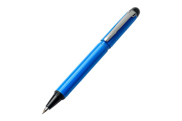 Blue pen Isolated on White and Transparent Background PNG Image.