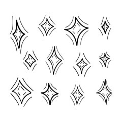 Shining sparkle stars line art perfect for beauty labels, magical packaging, dreamy backgrounds, celestial branding, or wellness promotions.