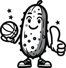 Pickleball Cartoon Vector Illustration on White Background