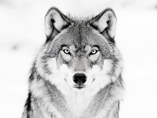 Fototapeta premium Majestic wolf staring in a snowy landscape during winter