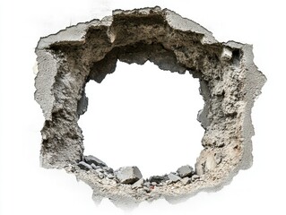 Hole in wall reveals empty space in urban setting