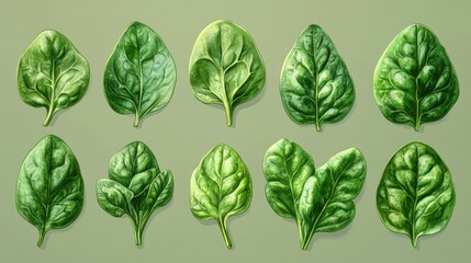 Fototapeta premium spinach leaf isolated,cartoon illustration style