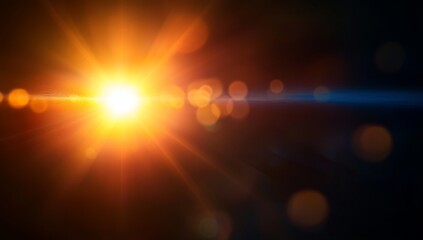 Abstract sunburst lens flare in dark background