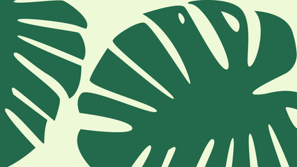 A banner with a green tropical plant leaf. A palm tree leaf vector illustration. A botanical backdrop. A green leaf illustration. A green leaves background.