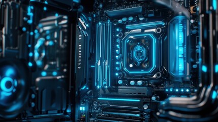 Fototapeta premium AI-Driven Supercomputer Processing Vast Cyber Intelligence