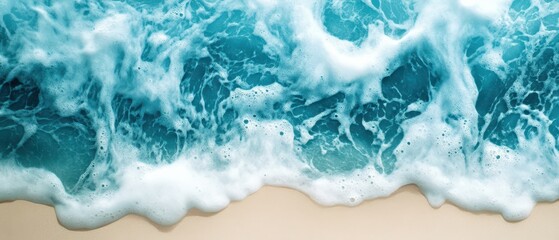 Obraz premium Closeup of ocean foam swirling over smooth sand, intricate natural patterns forming with each wave