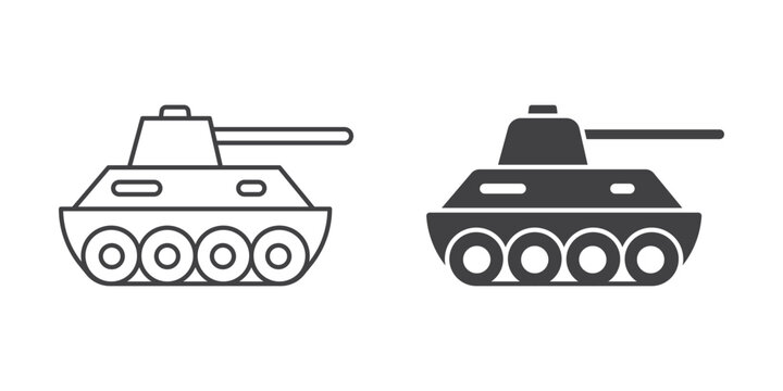 Tank icon in flat style. Panzer vehicle vector illustration on isolated background. Transport sign business concept.