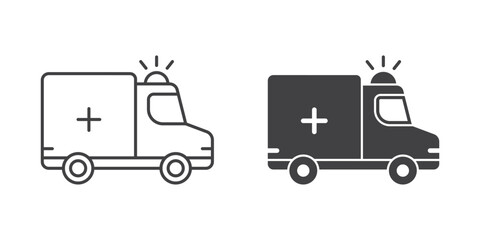 Emergency car icon in flat style. Ambulance vector illustration on isolated background. Transport sign business concept.