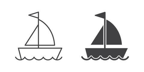 Sailboat icon in flat style. Ship vector illustration on isolated background. Transport sign business concept.