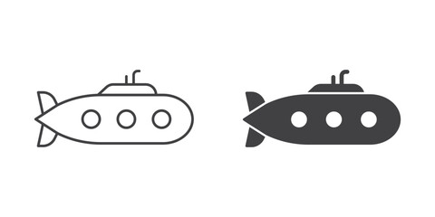 Submarine icon in flat style. Bathyscaphe vector illustration on isolated background. Transport sign business concept.