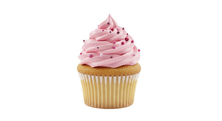 Isolated Pink Cupcake with Sprinkles