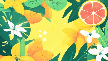 Vibrant Summer Fruit and Flower Illustration