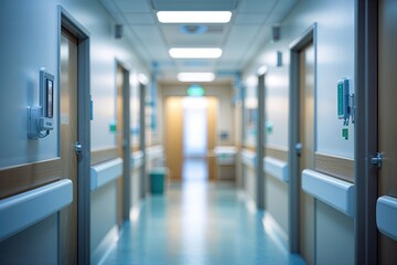 Obraz premium Modern Healthcare Environment with Blurred Clean Corridor Aesthetic