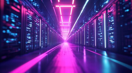 Fototapeta premium Artificial Intelligence Supercomputer Scanning Global